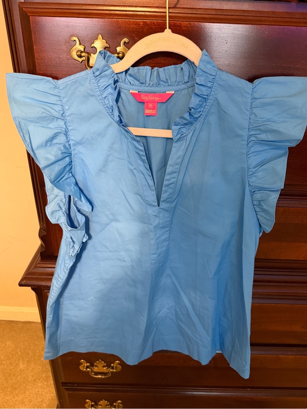 Lilly Pulitzer Blue Ruffle Sleeve Blouse